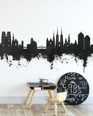 Wroclaw Poland Skyline Black & White Wallpaper