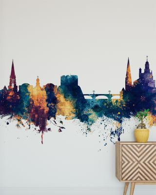 York England Skyline Blue & Bronze Wallpaper