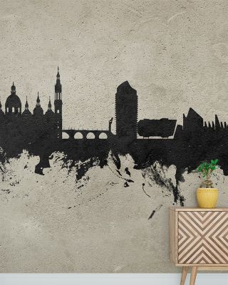 Zaragoza Spain Skyline Concrete Wallpaper