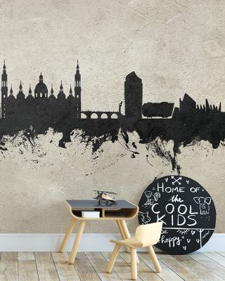 Zaragoza Spain Skyline Concrete Wallpaper