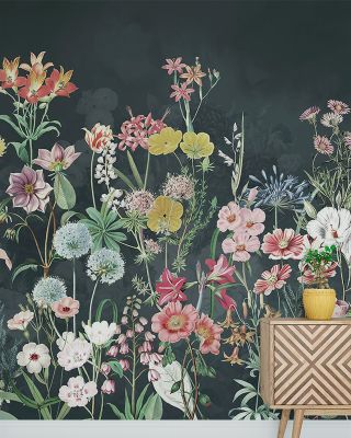 Spring Floral in Dark Wallpaper