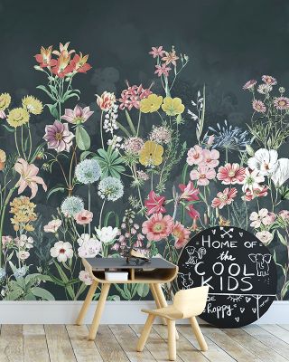 Spring Floral in Dark Wallpaper