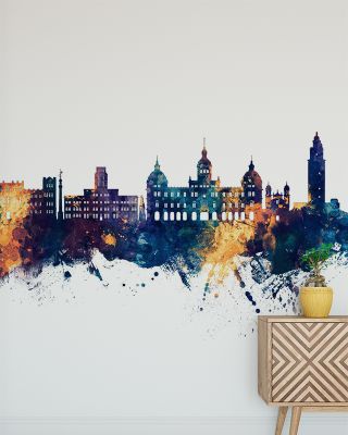 A Coruña Spain Skyline Blue & Bronze Wallpaper