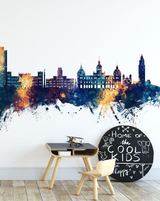 A Coruña Spain Skyline Blue & Bronze Wallpaper