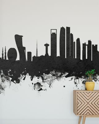 Abu Dhabi Skyline Black & White Wallpaper