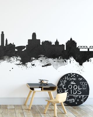 Albany New York Skyline Black & White Wallpaper