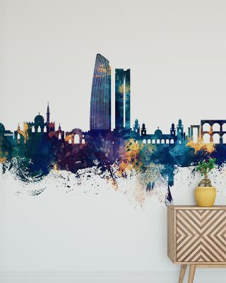 Amman Skyline Blue & Bronze Wallpaper