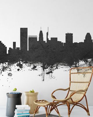 Baltimore Skyline Black & White Wallpaper