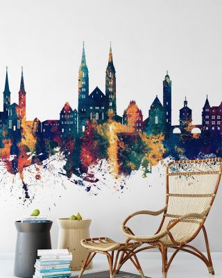 Bamberg Germany Skyline Blue & Bronze Wallpaper