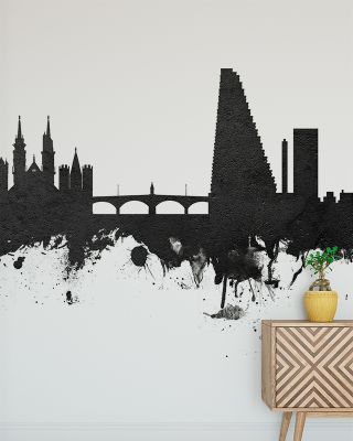 Basel Switzerland Skyline Black & White Wallpaper