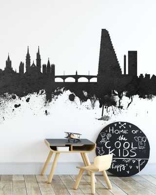 Basel Switzerland Skyline Black & White Wallpaper