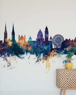 Belfast Northern Ireland Skyline Blue & Bronze Wallpaper