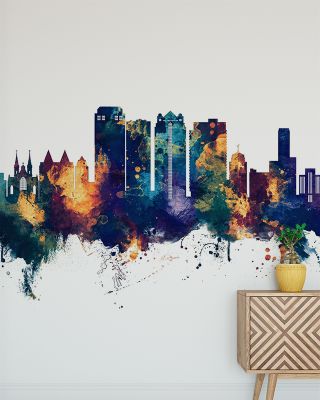 Birmingham Alabama Skyline Blue & Bronze Wallpaper