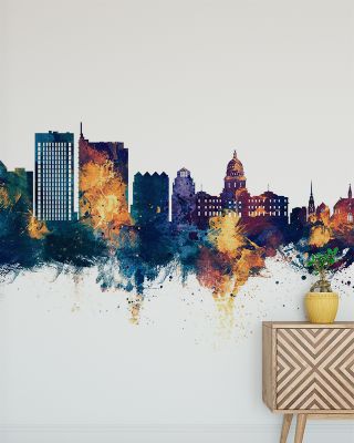 Boise Idaho Skyline Blue & Bronze Wallpaper