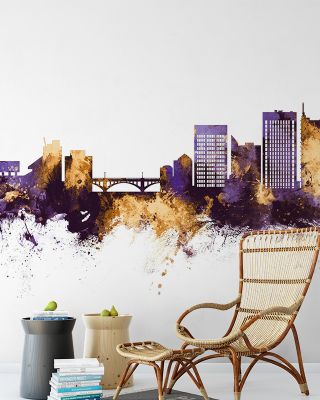 Boise Idaho Skyline Purple & Gold Wallpaper