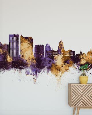 Boise Idaho Skyline Purple & Gold Wallpaper