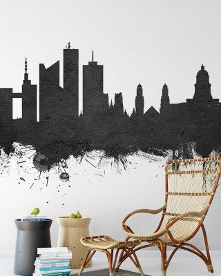 Brussels Belgium Skyline Black & White Wallpaper