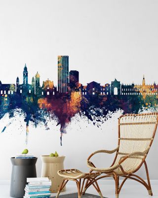 Caracas Skyline Blue & Bronze Wallpaper