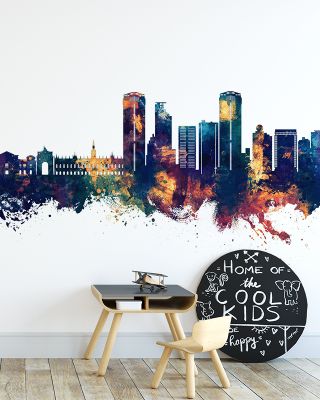 Caracas Skyline Blue & Bronze Wallpaper