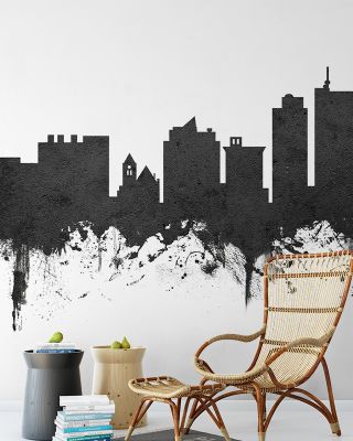 Cedar Rapids Iowa Skyline Black & White Wallpaper