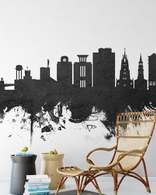 Charleston South Carolina Skyline Black & White Wallpaper