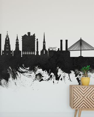 Charleston South Carolina Skyline Black & White Wallpaper