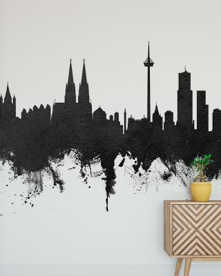 Cologne Germany Skyline Black & White Wallpaper