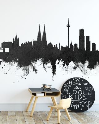 Cologne Germany Skyline Black & White Wallpaper