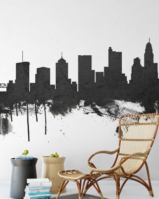 Columbus Ohio Skyline Black & White Wallpaper