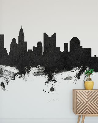 Columbus Ohio Skyline Black & White Wallpaper