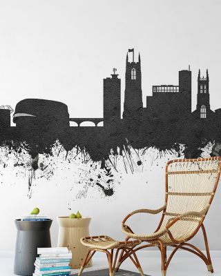 Derby England Skyline Black & White Wallpaper
