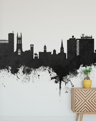 Derby England Skyline Black & White Wallpaper