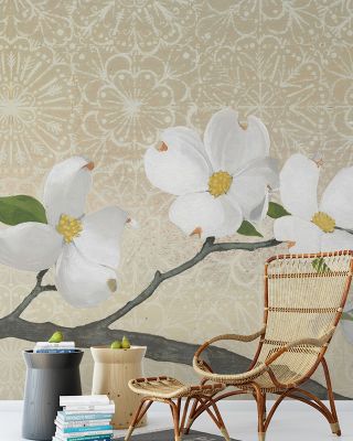 Dogwood on Gold Wallpaper