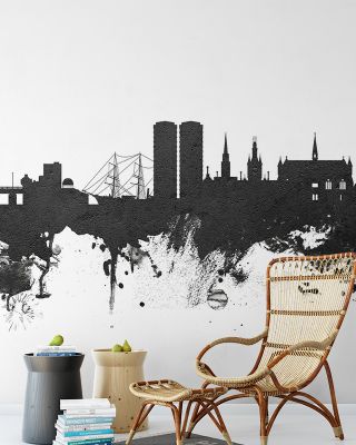 Dundee Scotland Skyline Black & White Wallpaper