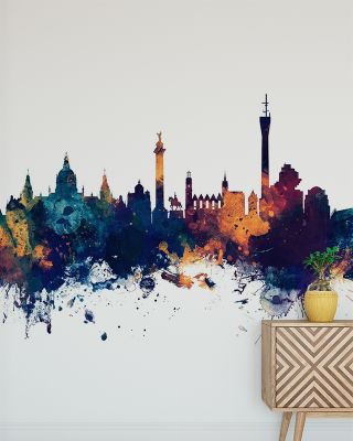 Hannover Germany Skyline Blue & Bronze Wallpaper