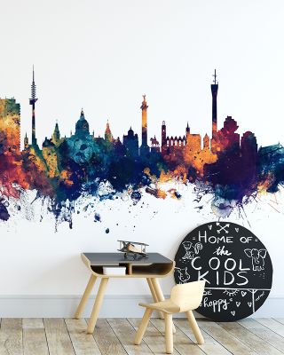 Hannover Germany Skyline Blue & Bronze Wallpaper