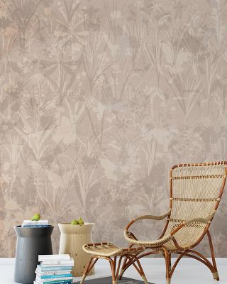 Herbals and Butterflies Double Silhouette Brown Wallpaper