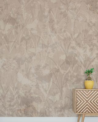 Herbals and Butterflies Double Silhouette Brown Wallpaper