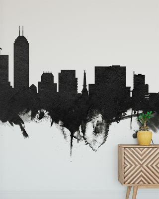 Indianapolis Indiana Skyline Black & White Wallpaper