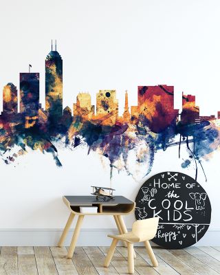 Indianapolis Indiana Skyline Blue & Bronze Wallpaper