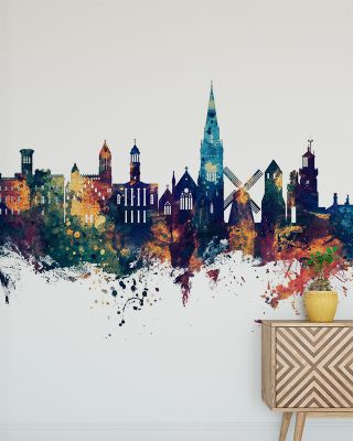 Isle of Wight England Skyline Blue & Bronze Wallpaper