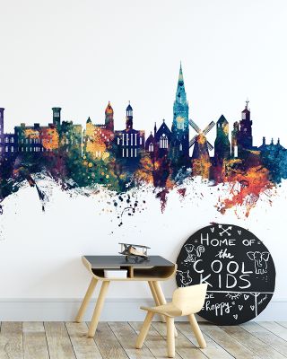 Isle of Wight England Skyline Blue & Bronze Wallpaper