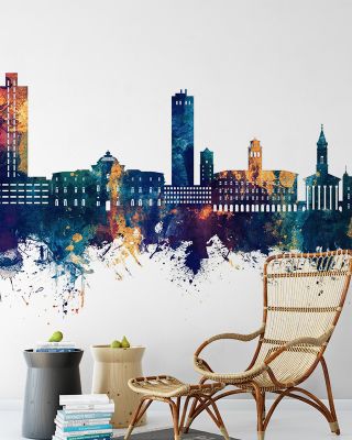 Karlsruhe Germany Skyline Blue & Bronze Wallpaper