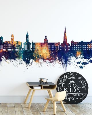 Karlsruhe Germany Skyline Blue & Bronze Wallpaper