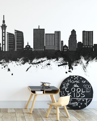 Kinshasa Skyline Black & White Wallpaper