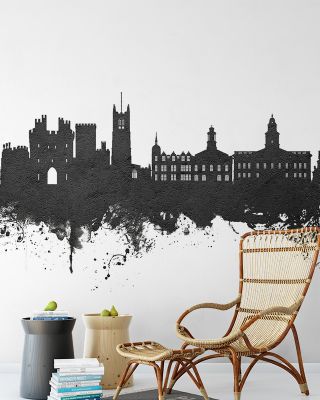 Lancaster England Skyline Black & White Wallpaper