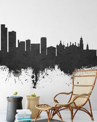 Leicester England Skyline Black & White Wallpaper