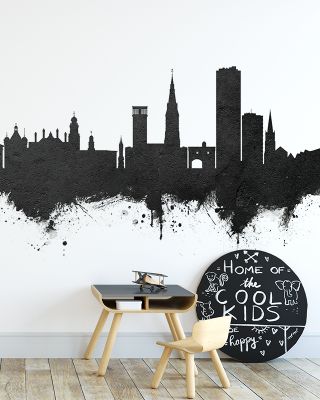 Leicester England Skyline Black & White Wallpaper