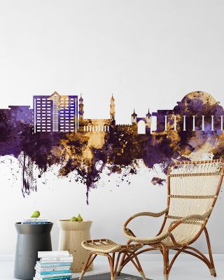 Lilongwe Malawi Skyline Purple & Gold Wallpaper