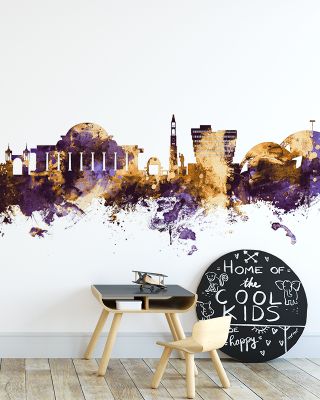 Lilongwe Malawi Skyline Purple & Gold Wallpaper